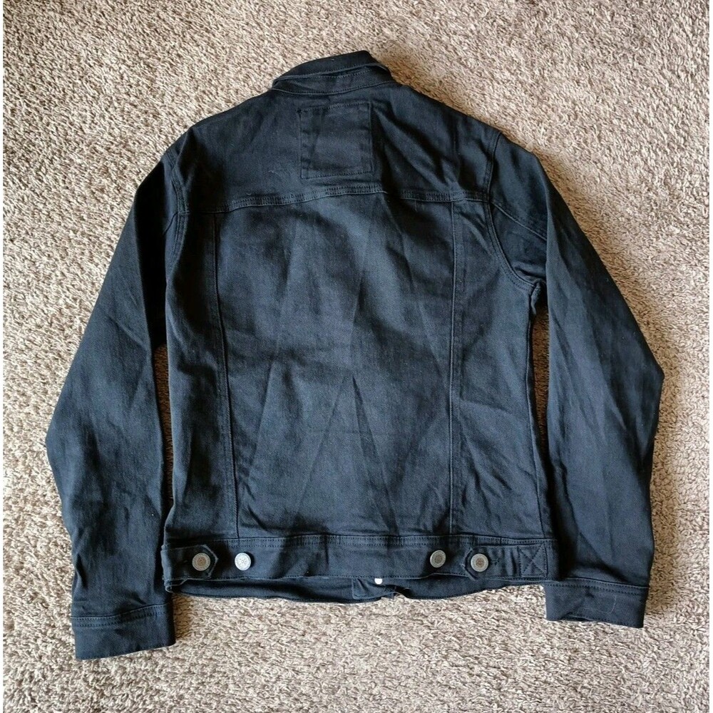 Copper Rivet Denim Jacket Men's Size Small Button Up Black Long Sleeve - Picture 6 of 9